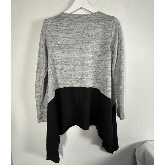 Patrizia Luca Women's Asymmetrical Tunic Top M/L Gray Black Long Sleeve Pullover - Picture 2 of 7